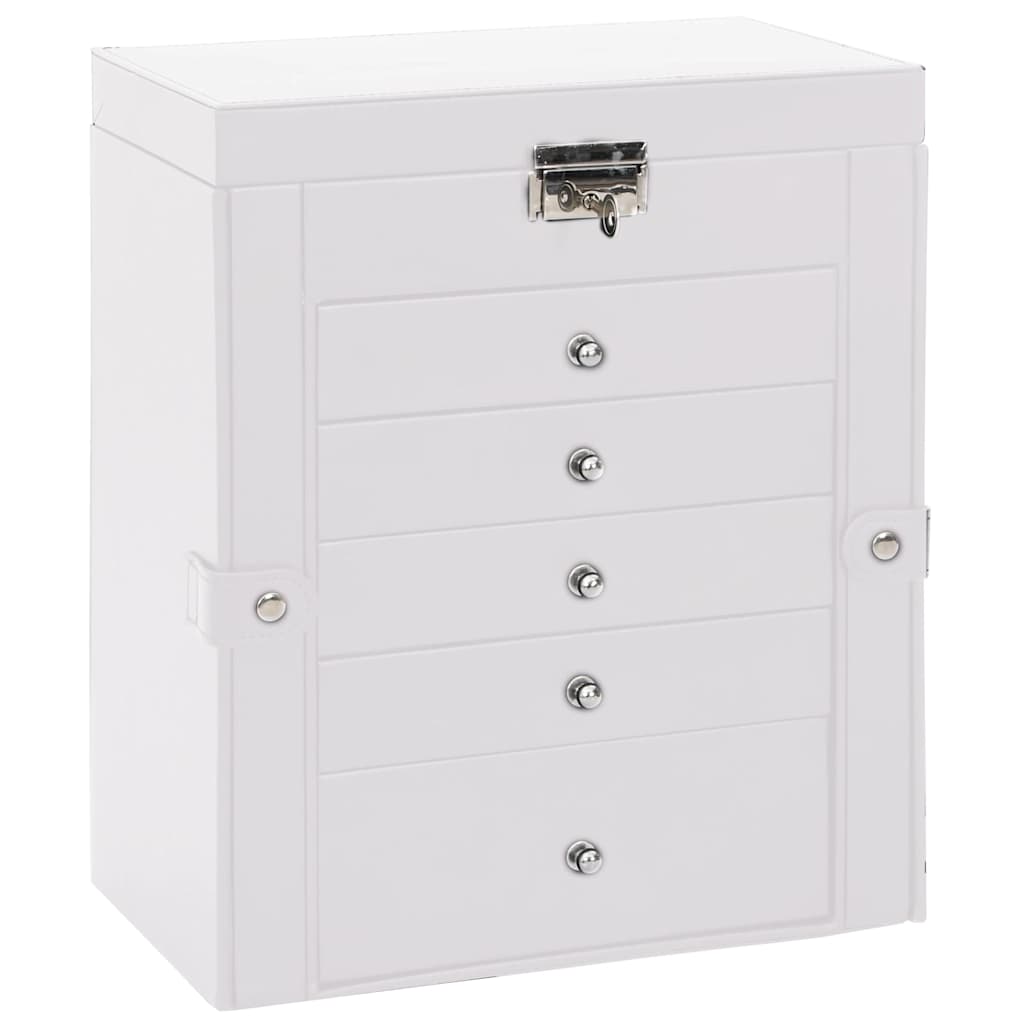 VidaXL boîte à bijoux 6 couches avec miroir verrouillable blanc