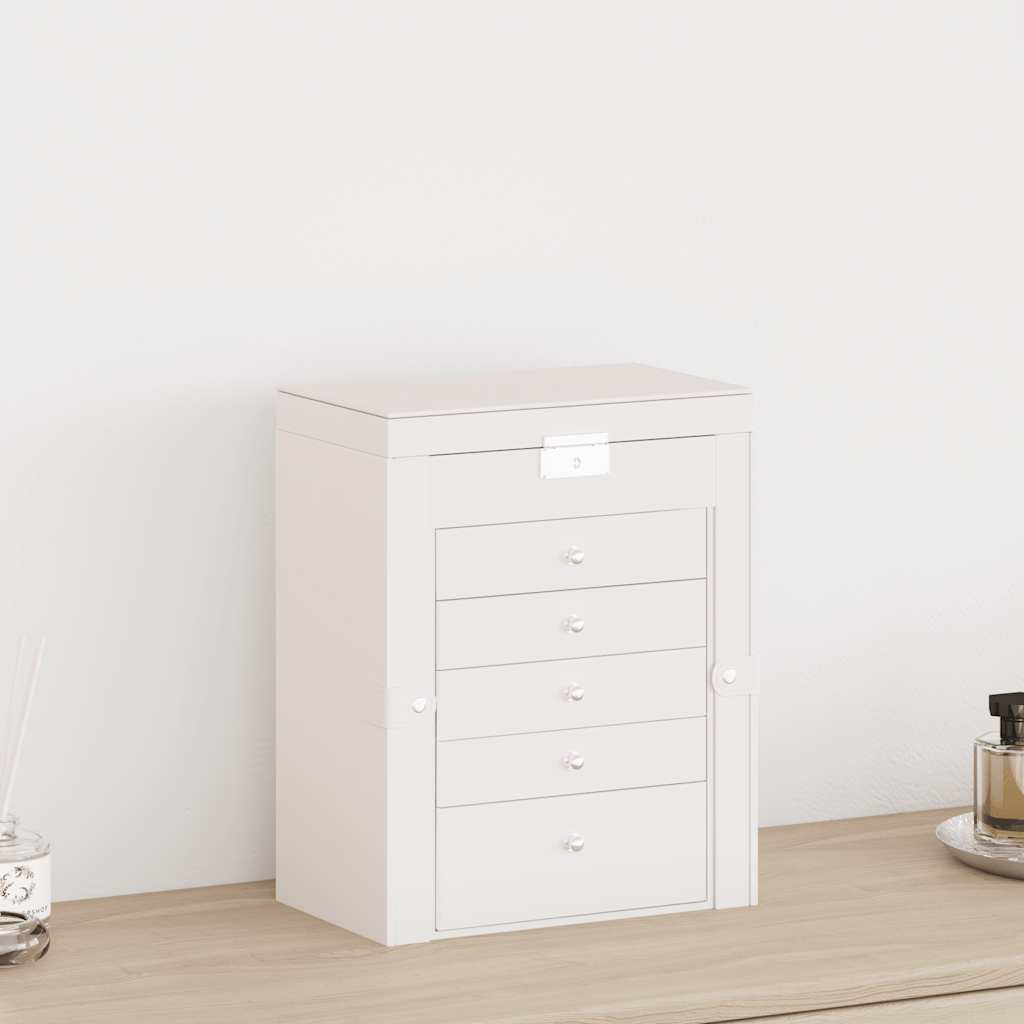 VidaXL boîte à bijoux 6 couches avec miroir verrouillable blanc