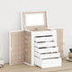 VidaXL boîte à bijoux 6 couches avec miroir verrouillable blanc