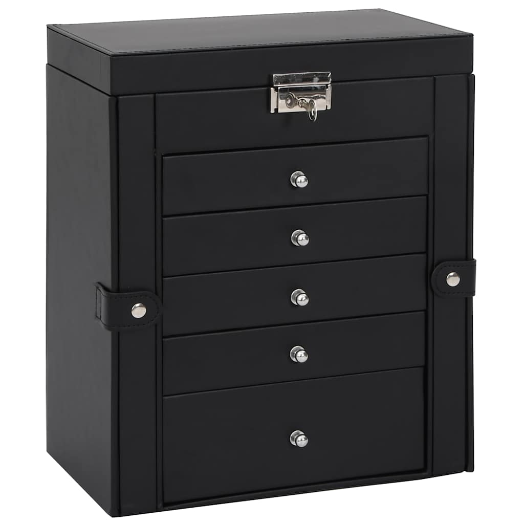 VidaXL boîte à bijoux 6 couches avec miroir verrouillable noir
