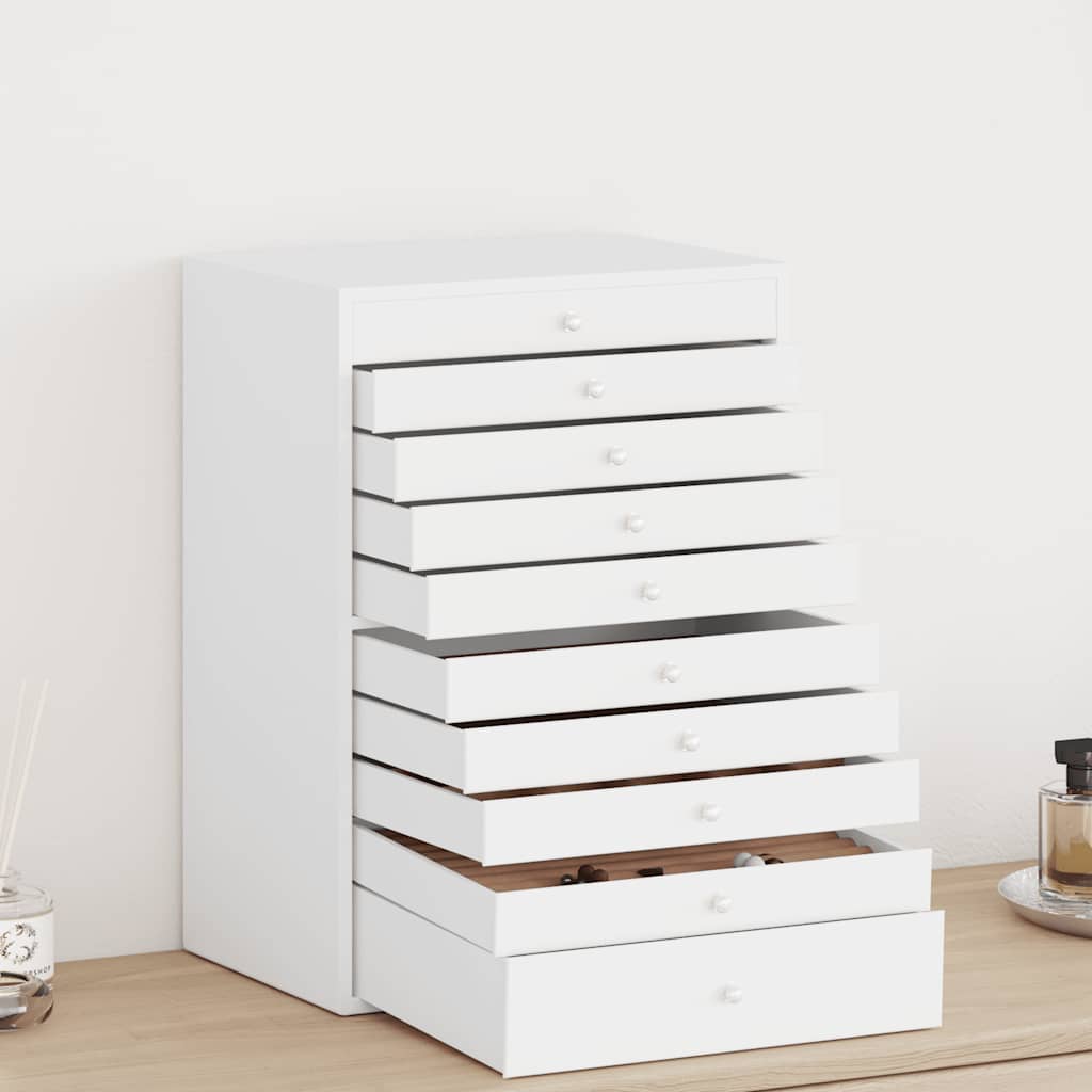 VidaXL boîte à bijoux 10 couches avec porte-montres blanc 29x20,5x40,5 cm