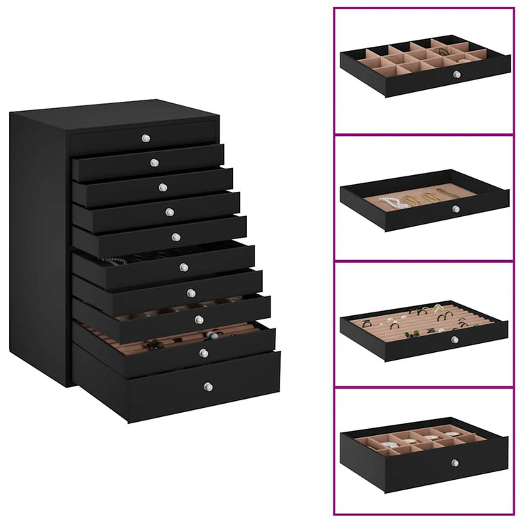 Vidaxxl boîte à bijoux 10 couches avec porte-montres noir 29x20,5x40,5 cm