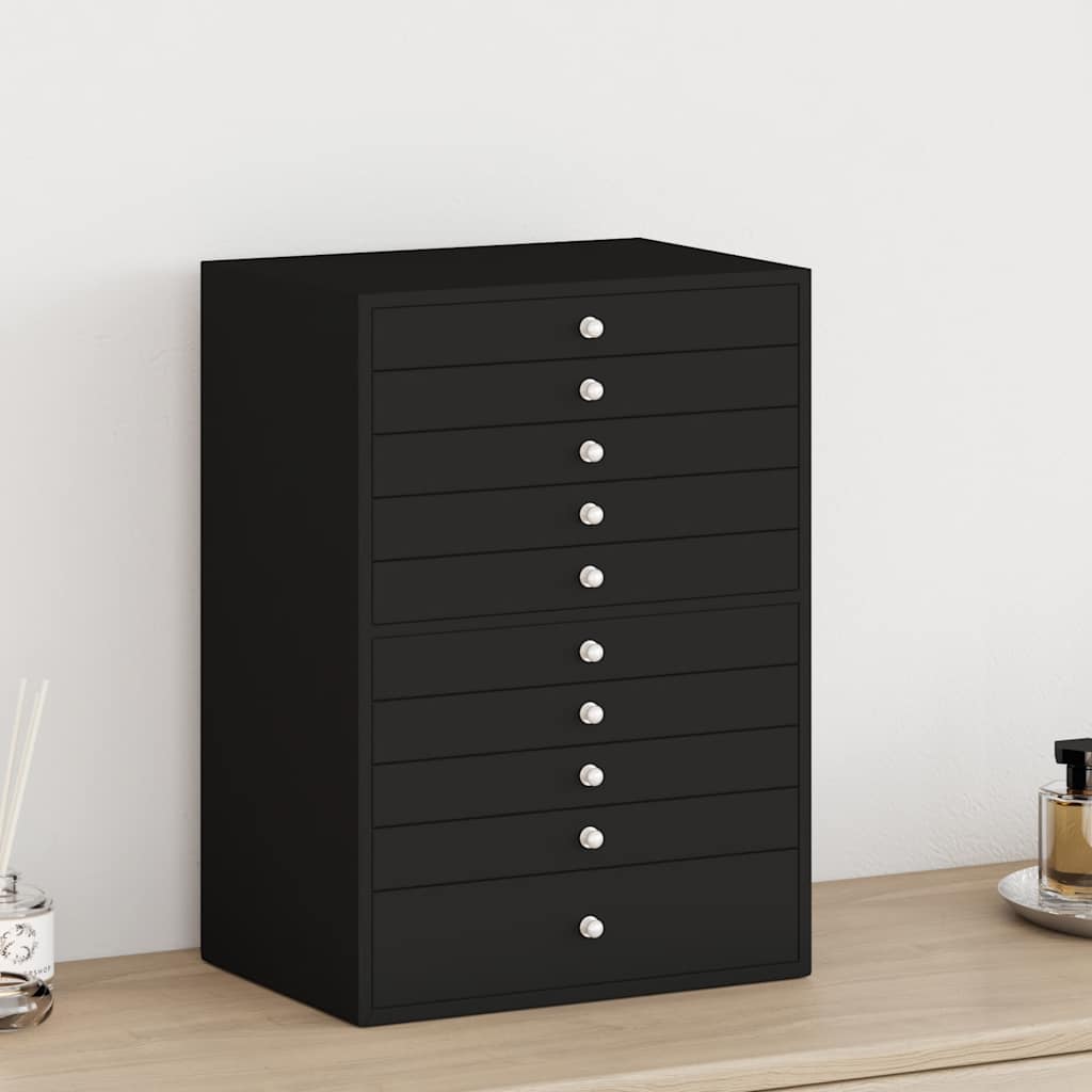 Vidaxxl boîte à bijoux 10 couches avec porte-montres noir 29x20,5x40,5 cm