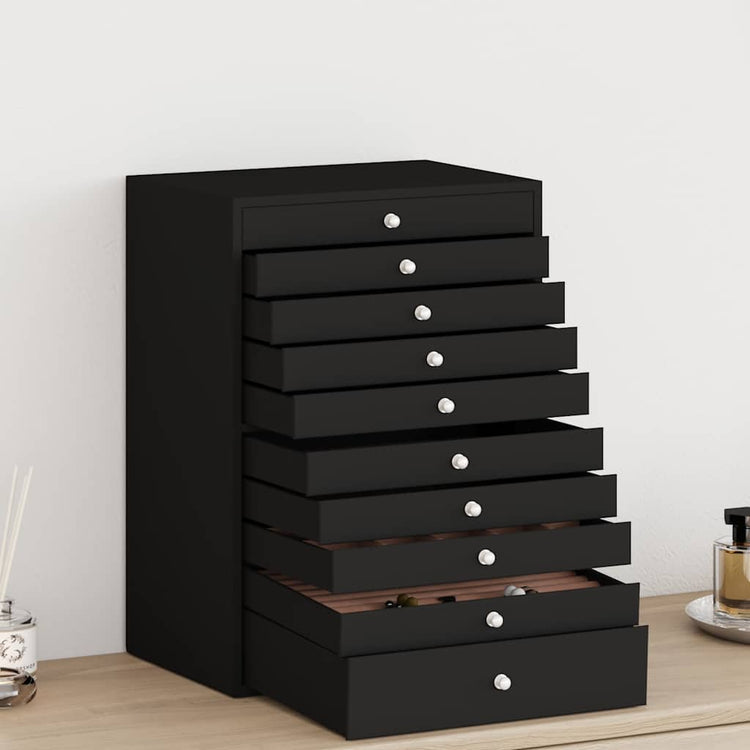 Vidaxxl boîte à bijoux 10 couches avec porte-montres noir 29x20,5x40,5 cm