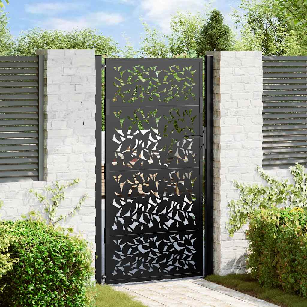 Vidaxxl portail avec vantail design 100x175 cm acier noir