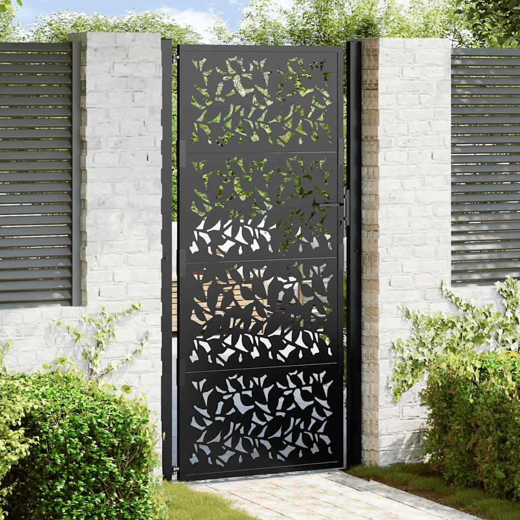 Vidaxxl portail avec vantail design 100x200 cm acier noir