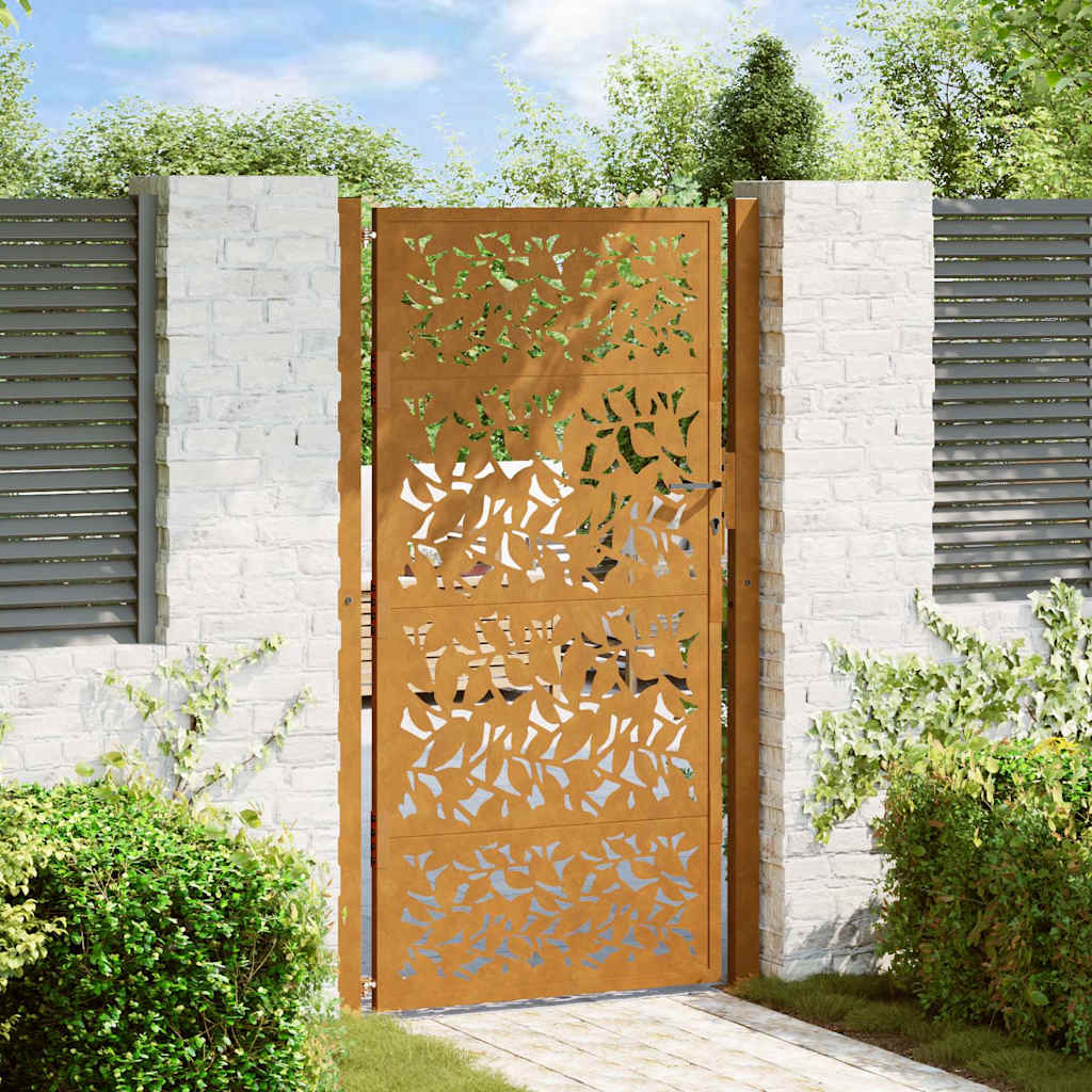 Vidaxxl portail avec vantail design 100x200 cm acier résistant aux intempéries
