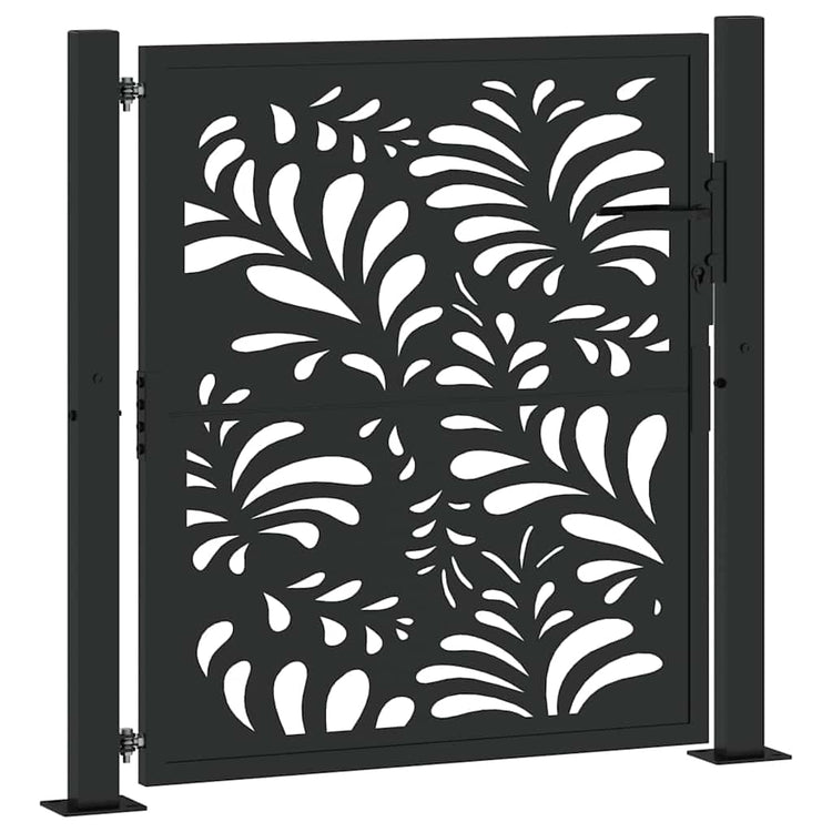 Vidaxxl portail avec motif vague 100x100 cm acier noir