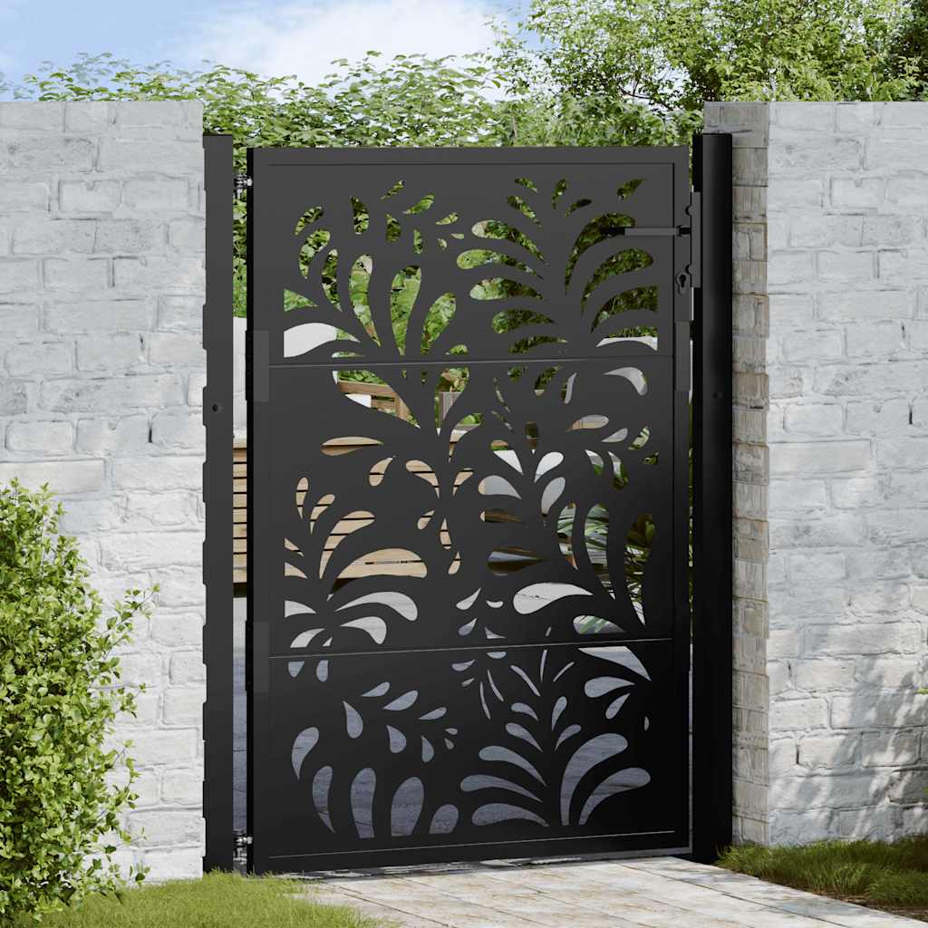 Vidaxxl portail avec motif vague 100x125 cm acier noir