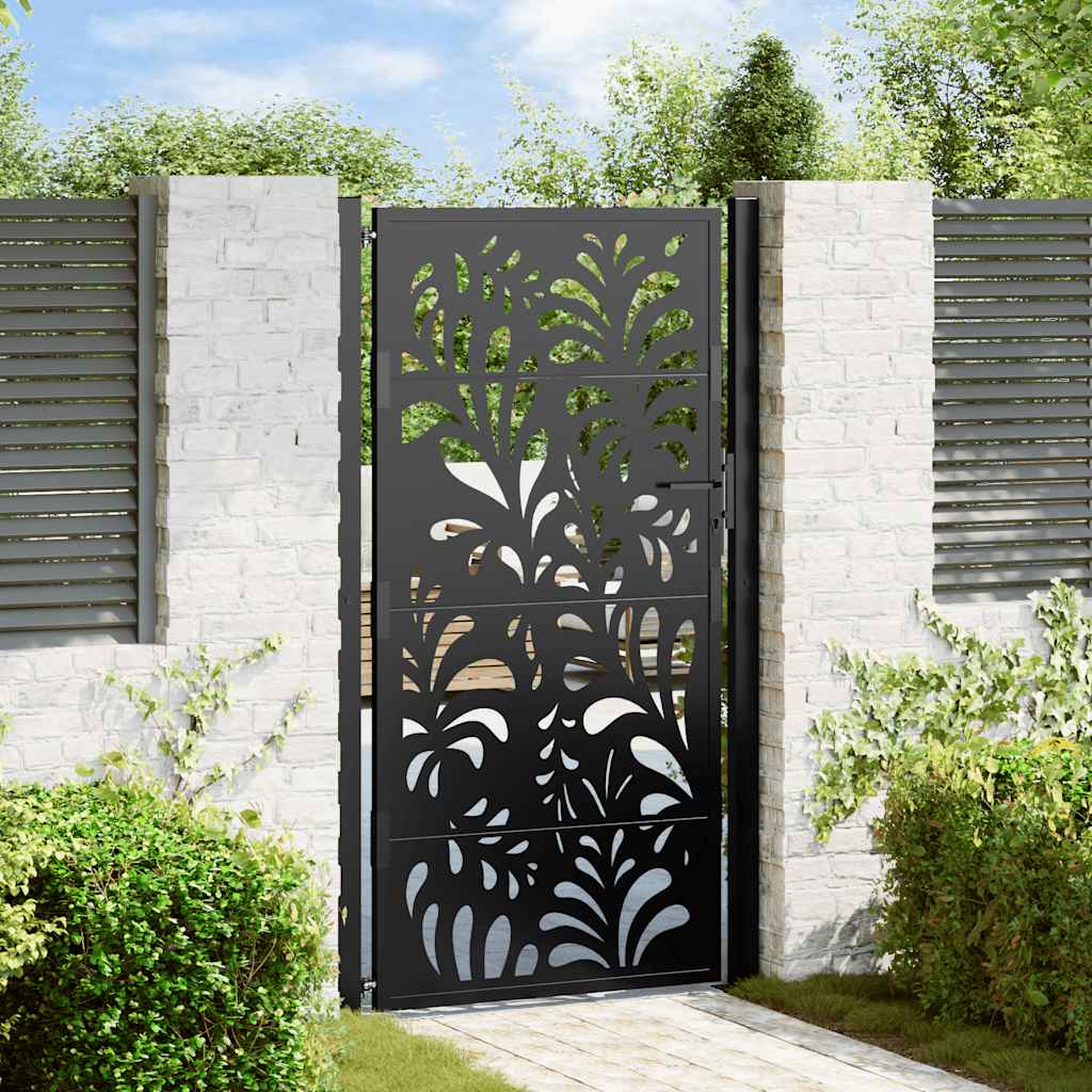 Vidaxxl portail avec motif vague 100x175 cm acier noir