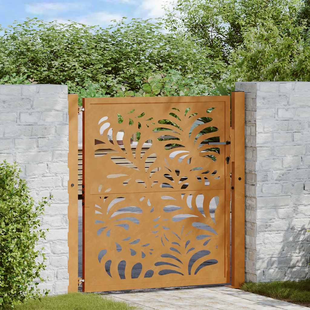 Portail Vidaxxl avec motif vagues 100x100 cm en acier résistant aux intempéries