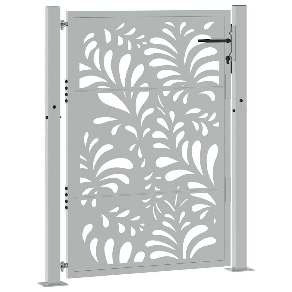Portail Vidaxxl avec motif vagues 100x125 cm en acier résistant aux intempéries