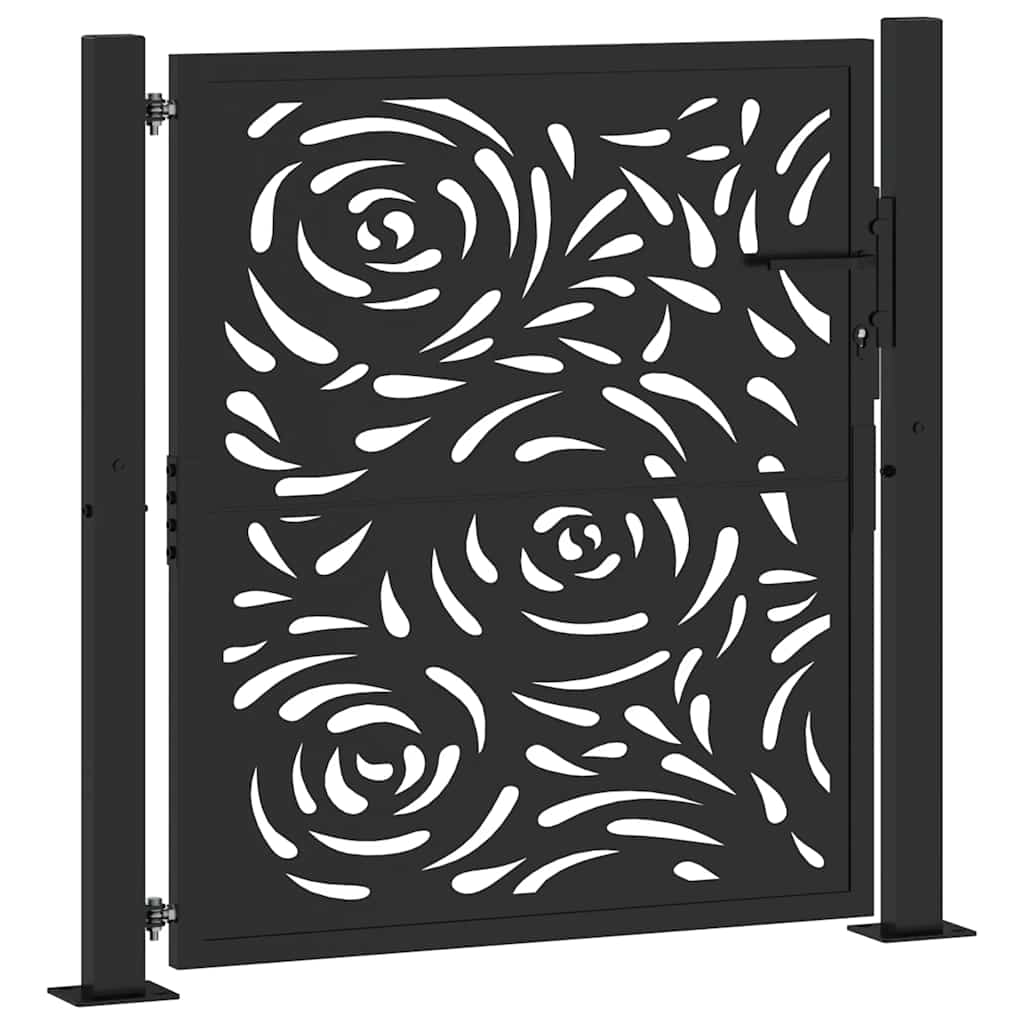 Vidaxxl portail avec design flamme 100x100 cm acier noir