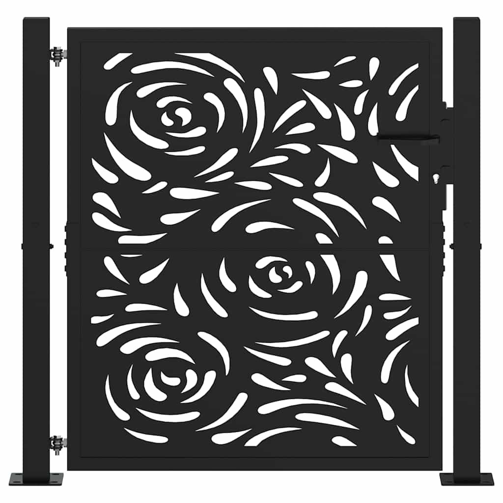 Vidaxxl portail avec design flamme 100x100 cm acier noir