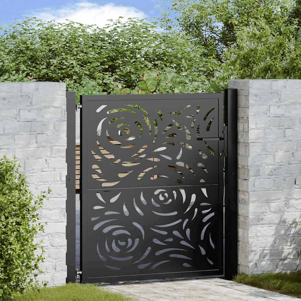 Vidaxxl portail avec design flamme 100x100 cm acier noir