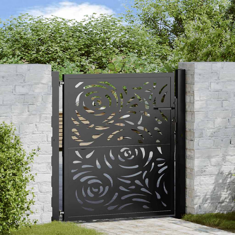Vidaxxl portail avec design flamme 100x100 cm acier noir
