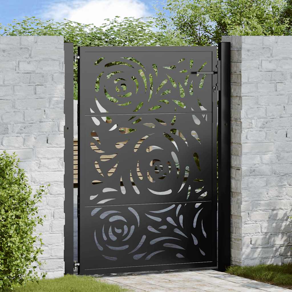 Vidaxxl portail avec design flamme 100x125 cm acier noir