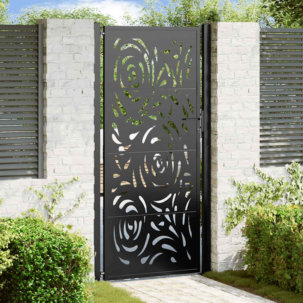 Vidaxxl portail avec design flamme 100x200 cm acier noir