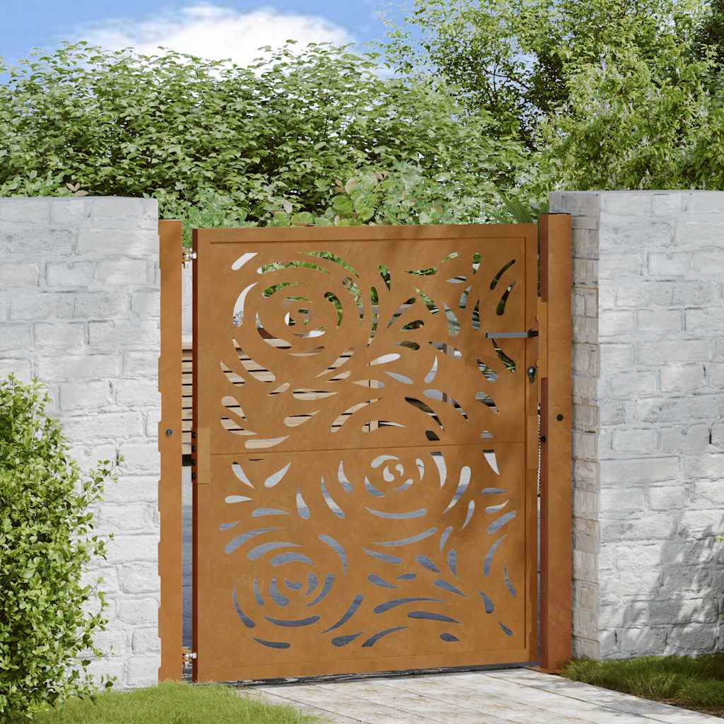 Portail Vidaxxl avec design flamme 100x100 cm acier résistant aux intempéries
