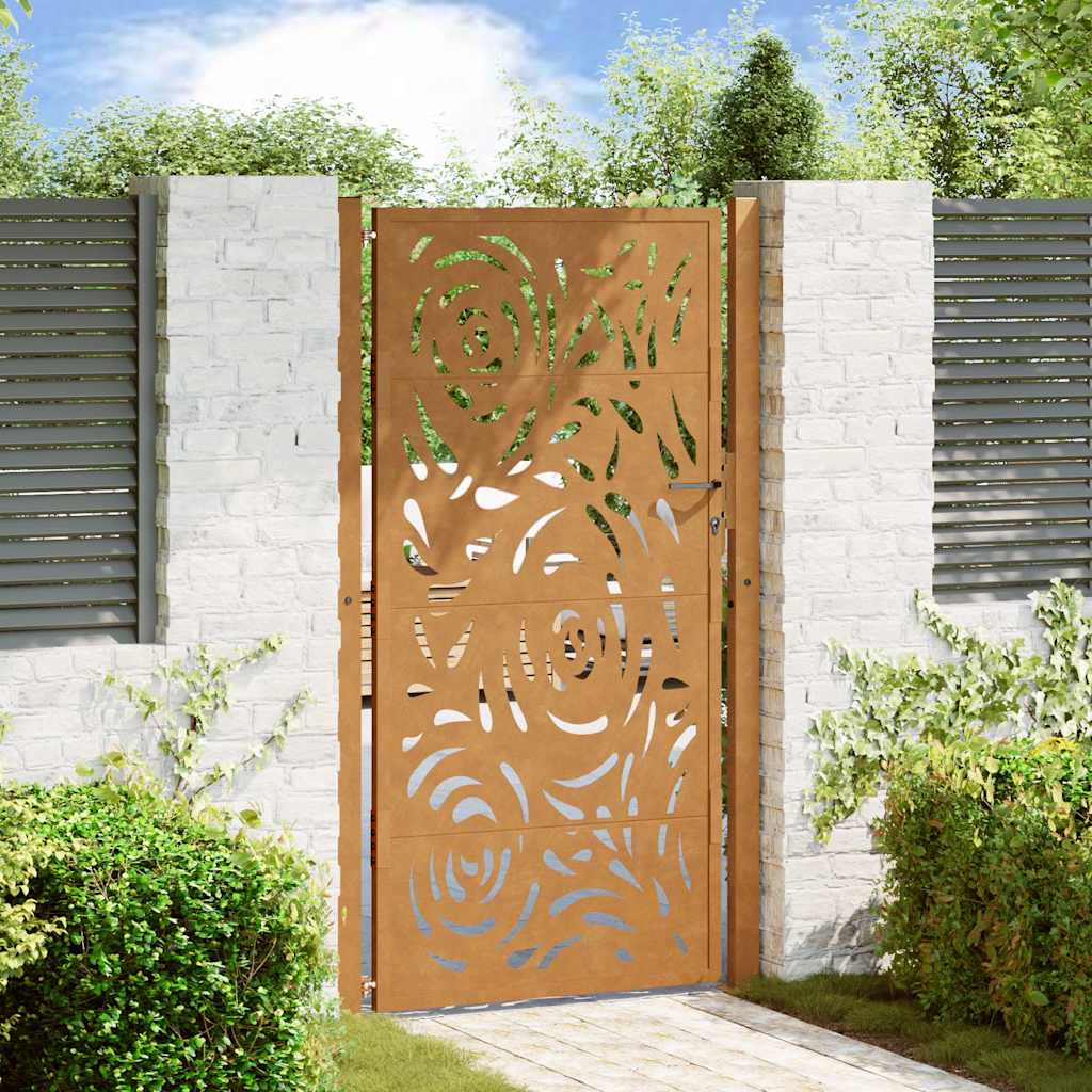 Vidaxxl portail avec design flamme 100x175 cm acier résistant aux intempéries