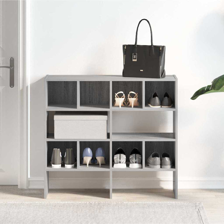 Racks de chaussures Vidaxl 2 St Empilable 89.5x30x40 cm Gray Sonoma Oak