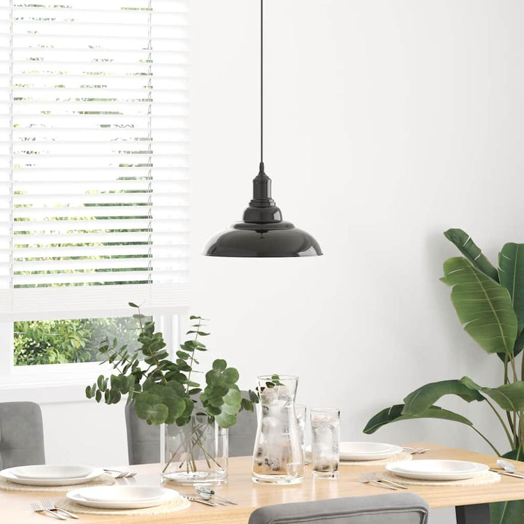 Vidaxx lampe suspendue réglable en hauteur e27 ø31 cm métal noir brillant