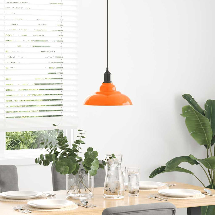 Vidaxx lampe à suspension réglable en hauteur e27 ø31cm métal orange brillant