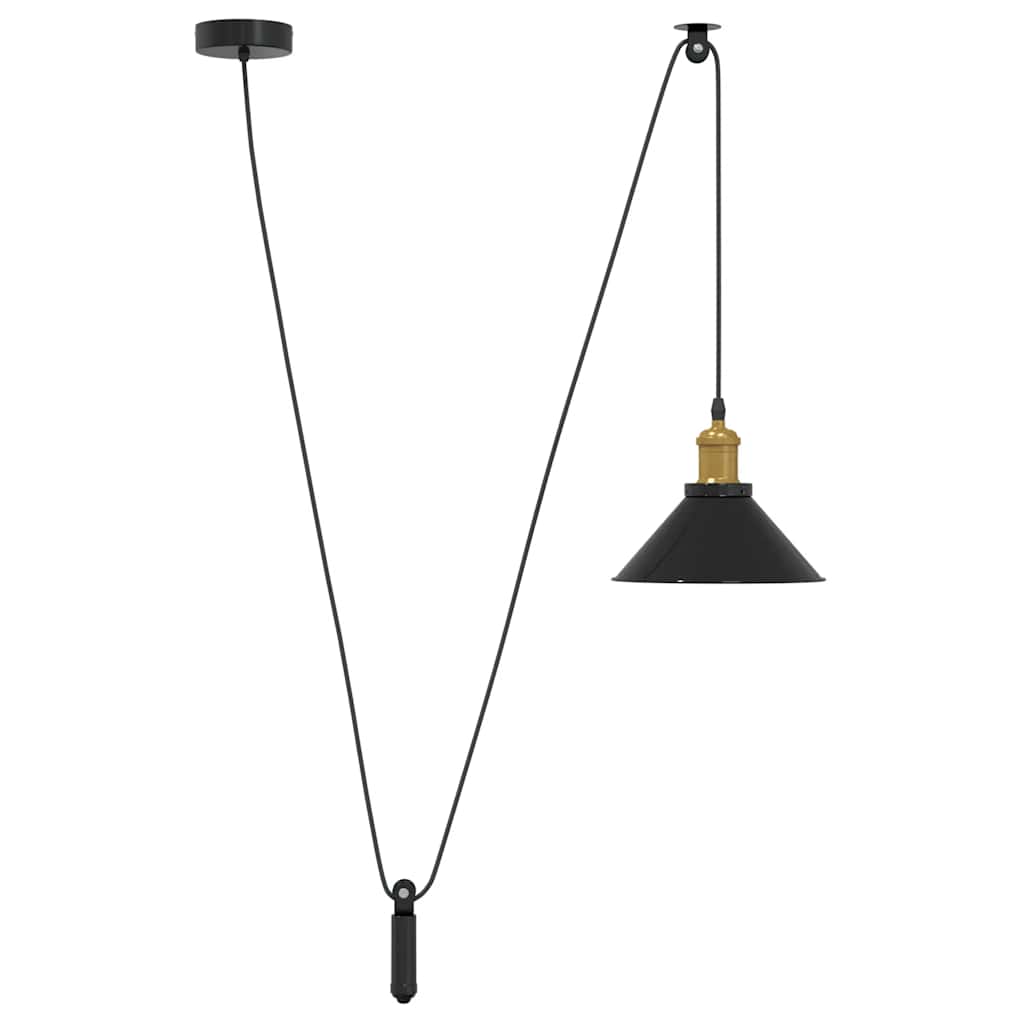 Vidaxx lampe suspendue réglable en hauteur e27 ø22 cm métal noir brillant