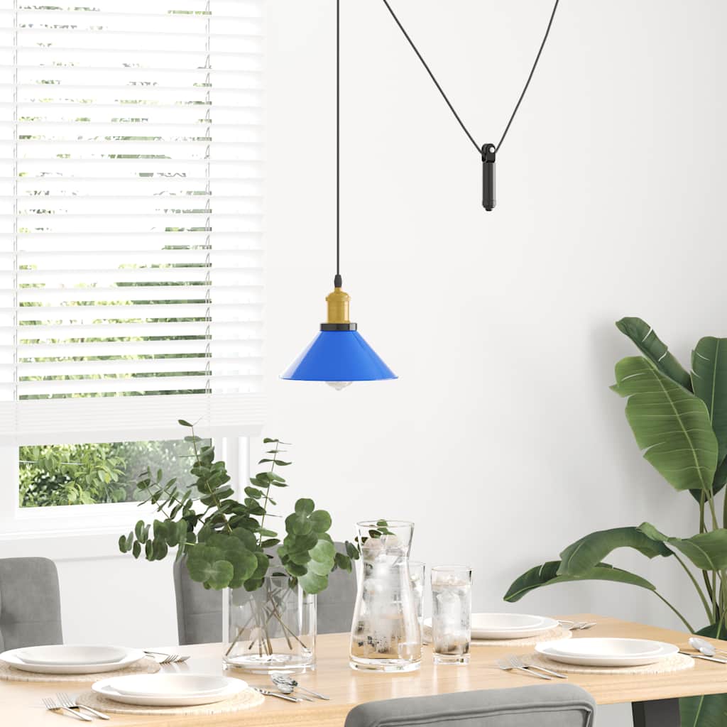 Vidaxx lampe à suspension réglable en hauteur e27 ø22 cm métal bleu foncé