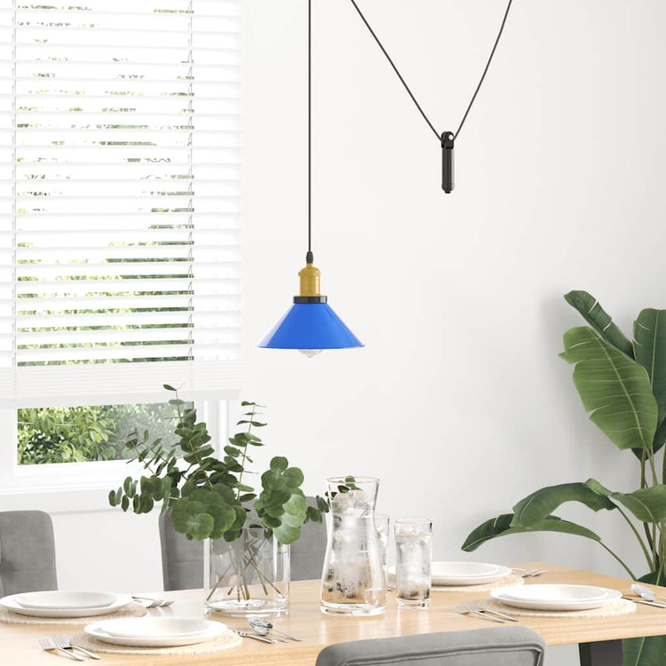Vidaxx lampe à suspension réglable en hauteur e27 ø22 cm métal bleu foncé