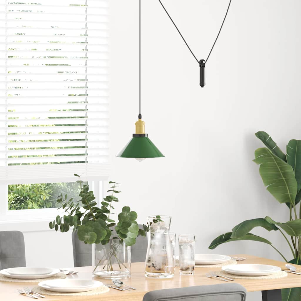 Vidaxx lampe à suspension réglable en hauteur e27 ø22 cm métal vert brillant