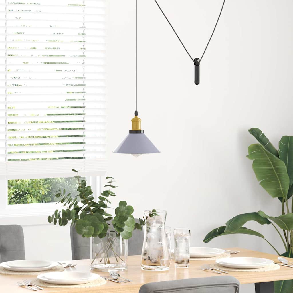 Vidaxx lampe à suspension réglable en hauteur e27 ø22 cm métal gris brillant