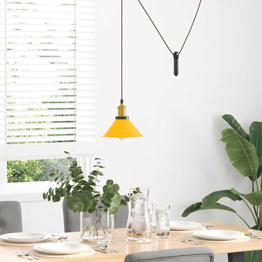 Vidaxx lampe à suspension réglable en hauteur e27 ø22 cm métal jaune brillant