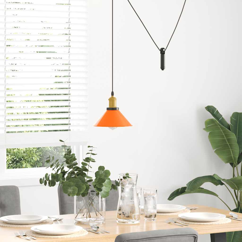 Vidaxx lampe à suspension réglable en hauteur e27 ø22cm métal orange brillant