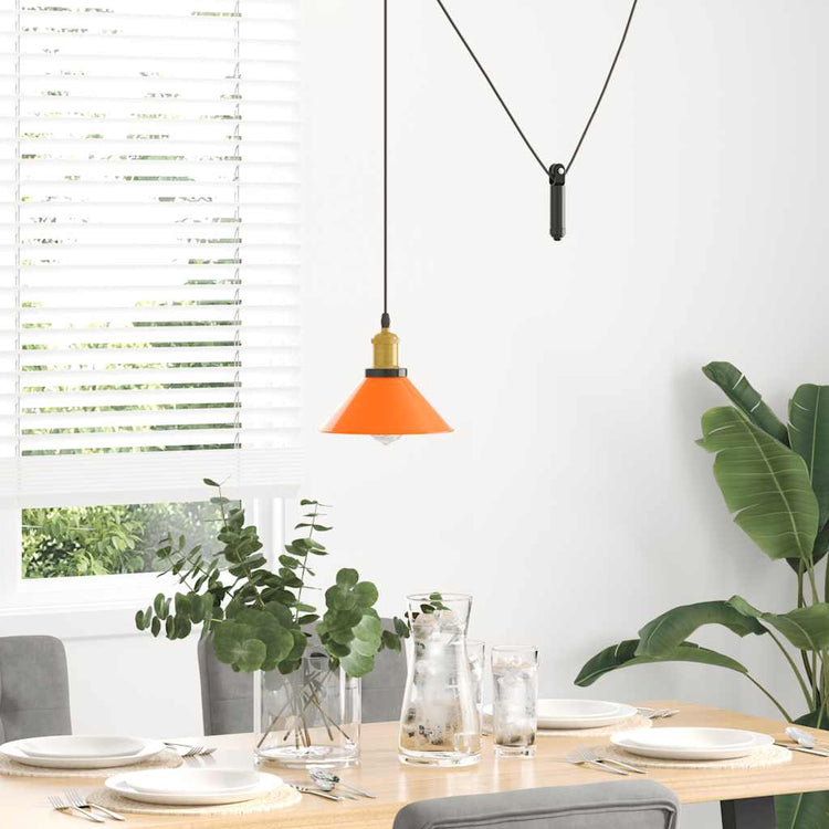 Vidaxx lampe à suspension réglable en hauteur e27 ø22cm métal orange brillant