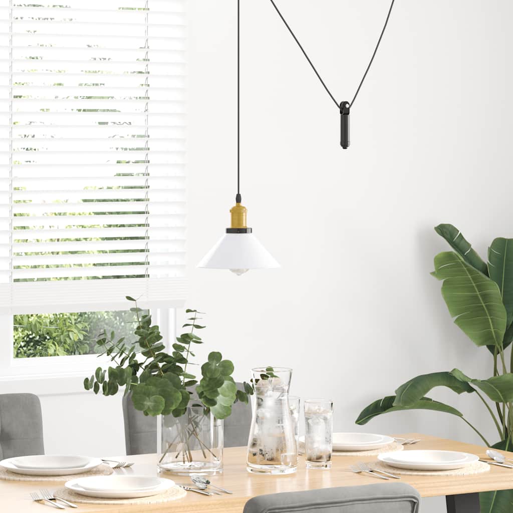 Vidaxx lampe à suspension réglable en hauteur e27 ø22 cm métal blanc brillant