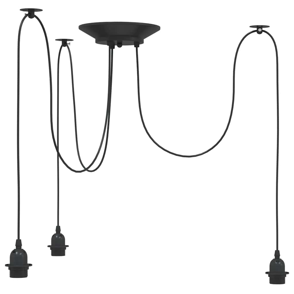 VidaXL lampe suspendue avec 3 douilles E27 métal noir