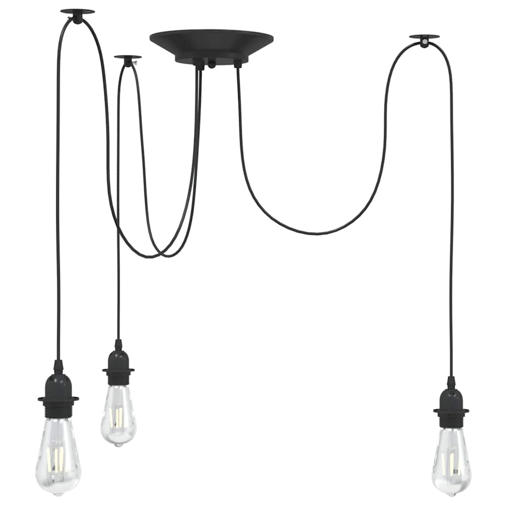 VidaXL lampe suspendue avec 3 douilles E27 métal noir