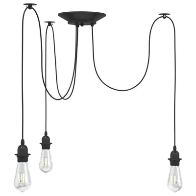 VidaXL lampe suspendue avec 3 douilles E27 métal noir