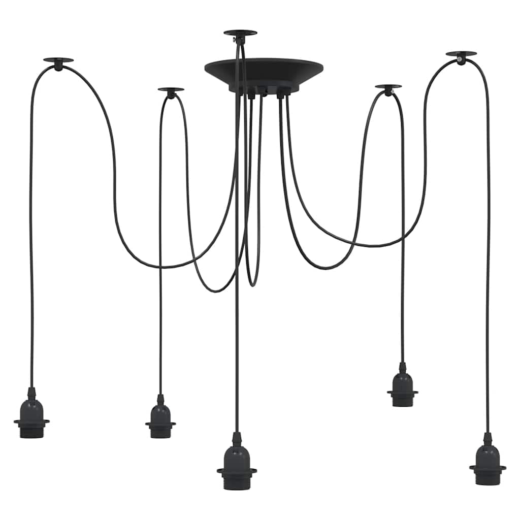 VidaXL lampe suspendue avec 5 douilles E27 métal noir