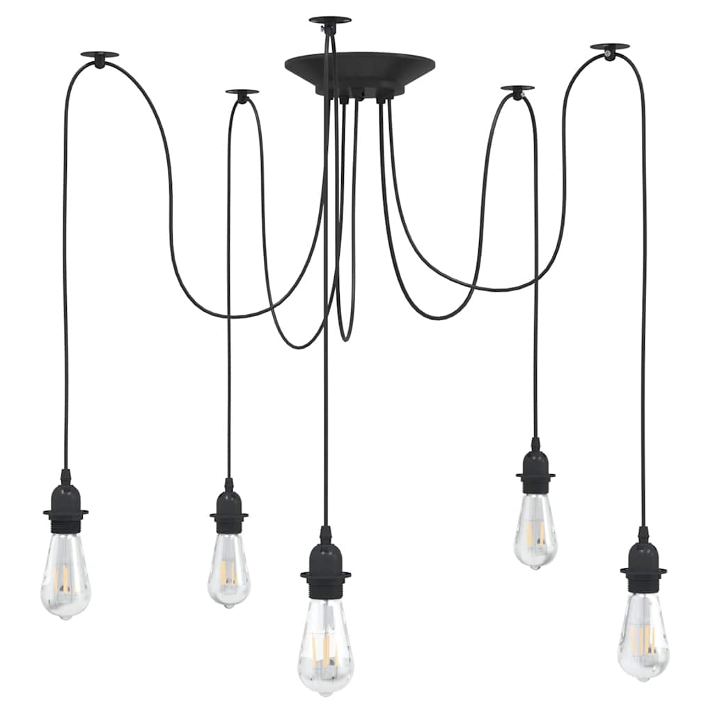 VidaXL lampe suspendue avec 5 douilles E27 métal noir