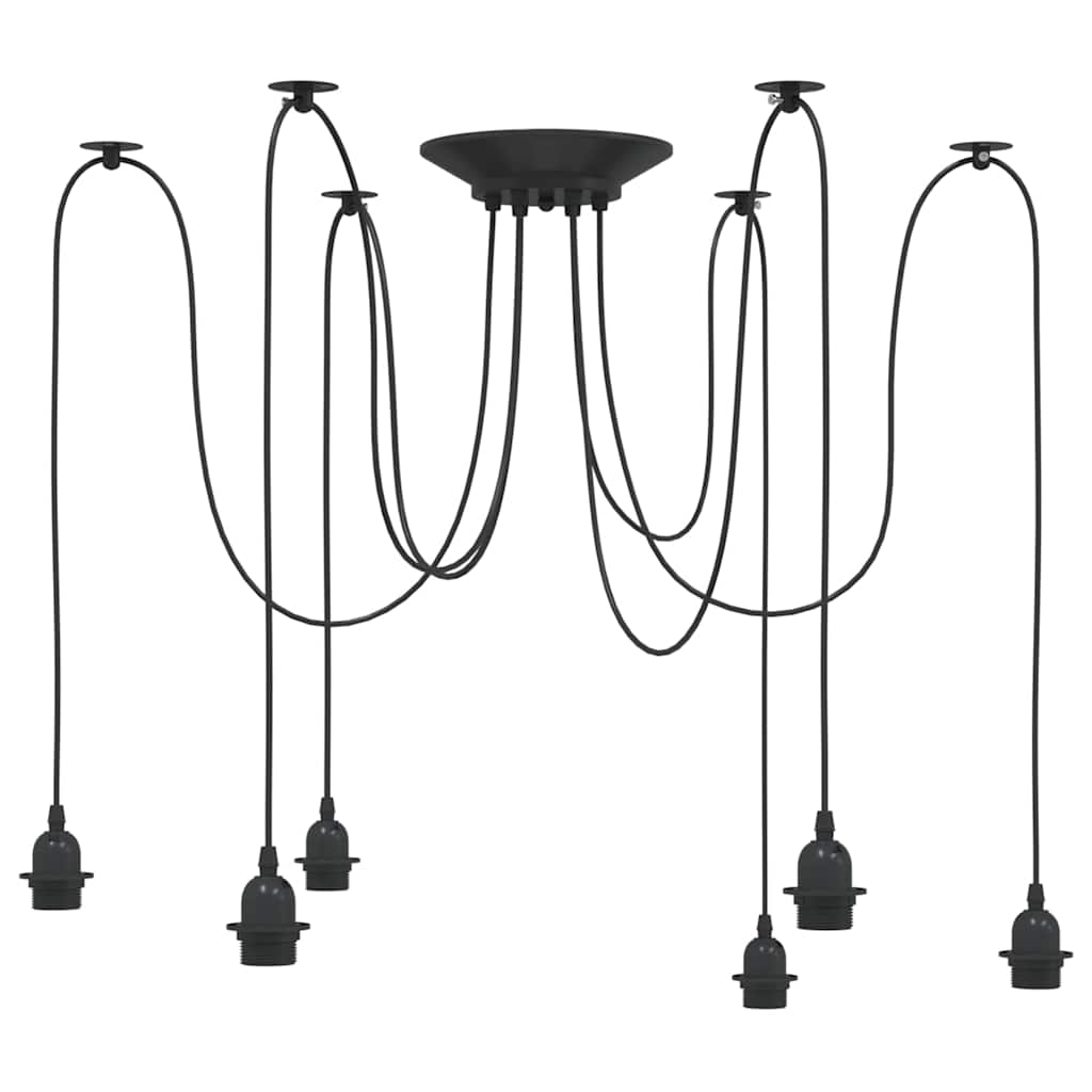 VidaXL lampe suspendue avec 6 douilles E27 métal noir