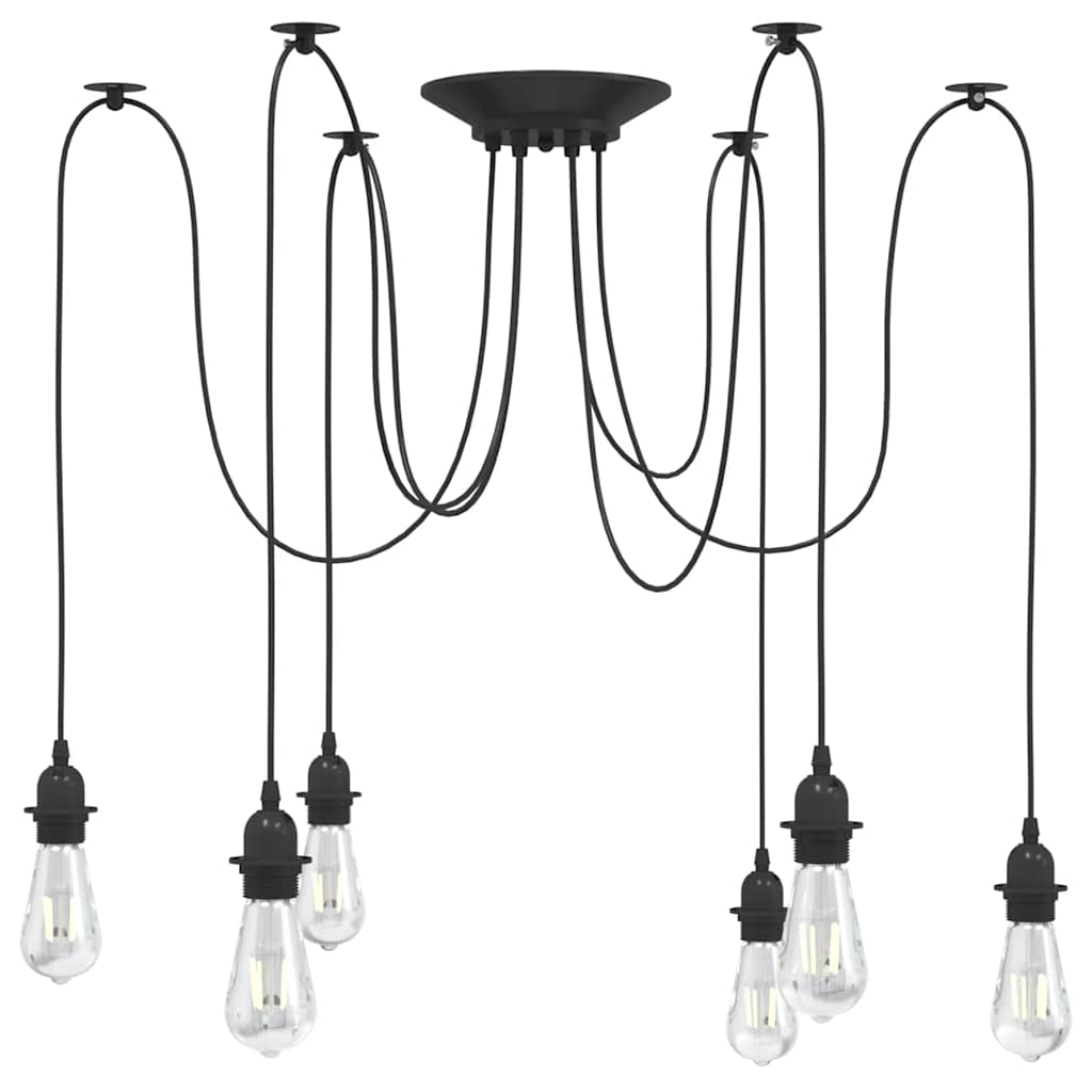 VidaXL lampe suspendue avec 6 douilles E27 métal noir