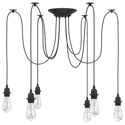 VidaXL lampe suspendue avec 6 douilles E27 métal noir