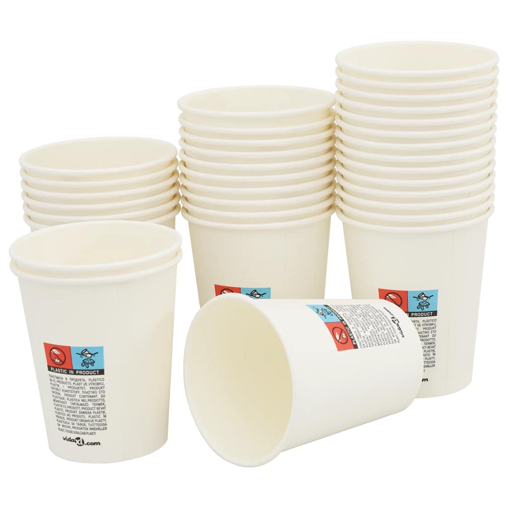 Vidaxl Paper Coffee tasses 1000 pcs 8oz 200 ml blancs