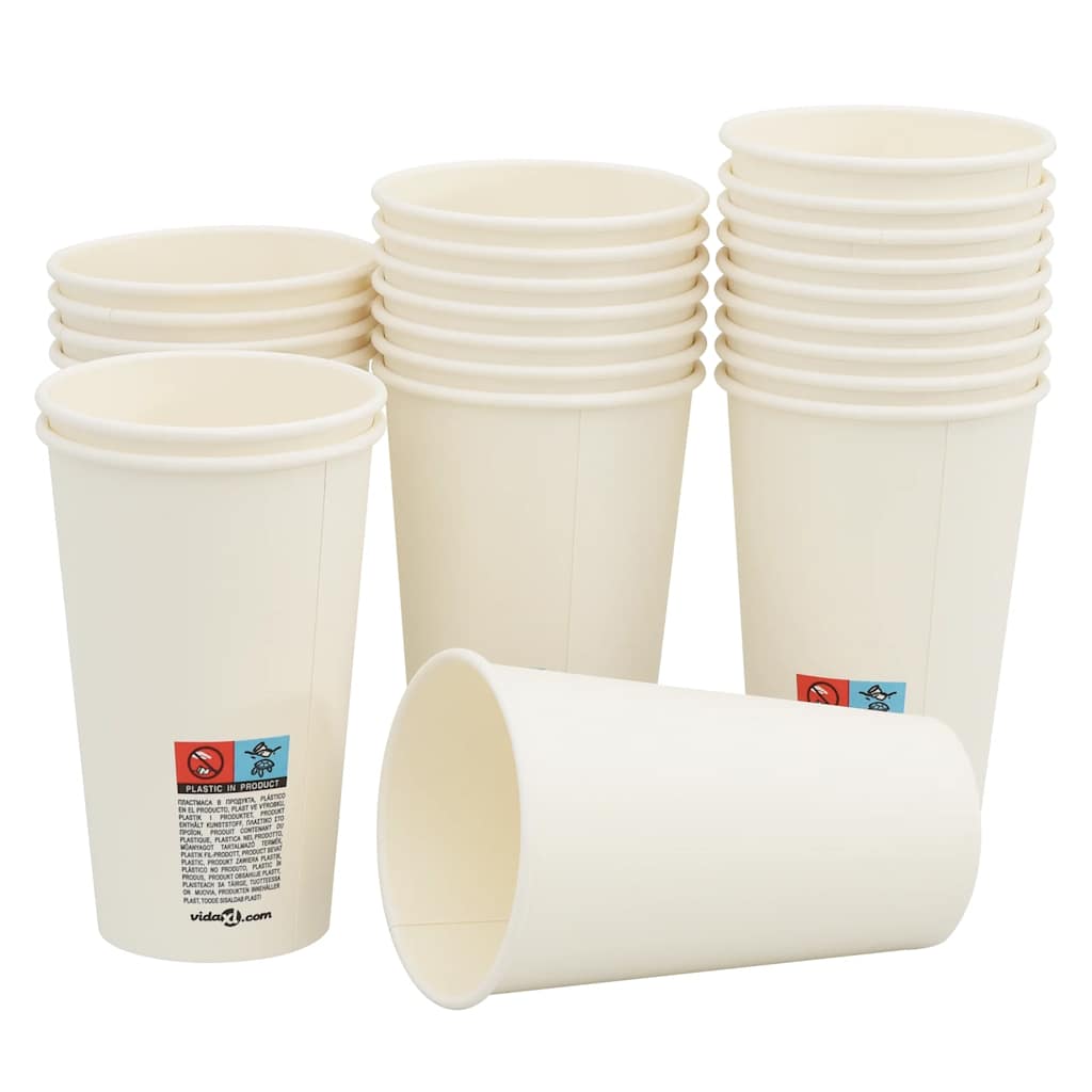 Vidaxl Paper Coffee tasses 1000 st 16oz 400 ml blanc