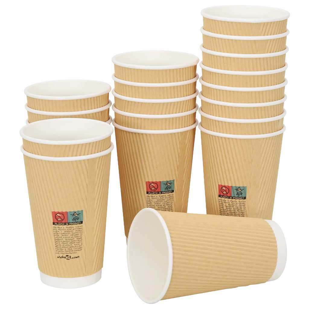 Vidaxl Paper Coffee tasses 500 ST 16oz 400 ml brun