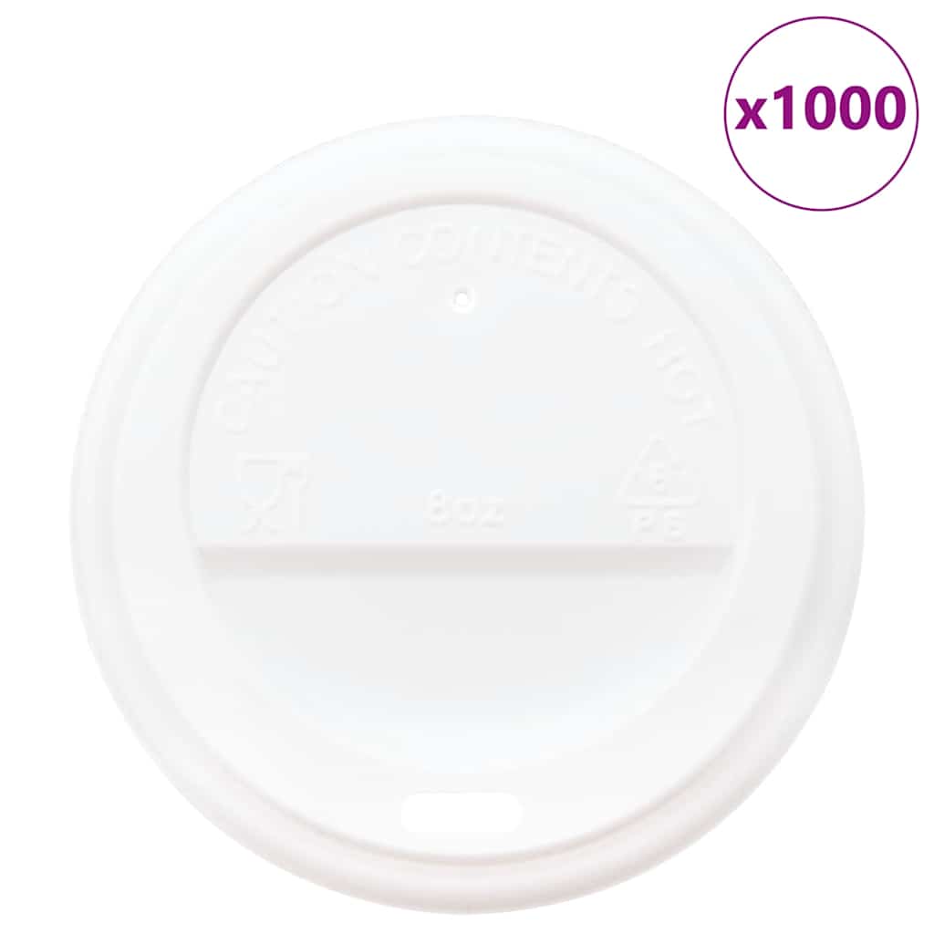 Vidaxl Paper Coffee Tup Lods Ø80 mm 8oz 1000 St Plastique blanc