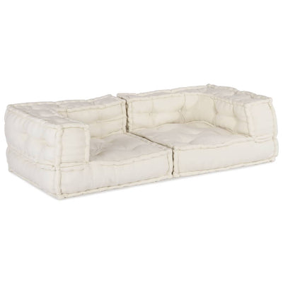 VidaXL Canapé modulable 2 places 140x70x36 tissu couleur crème