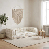 VidaXL Canapé modulable 2 places 140x70x36 tissu couleur crème - afbeelding 1